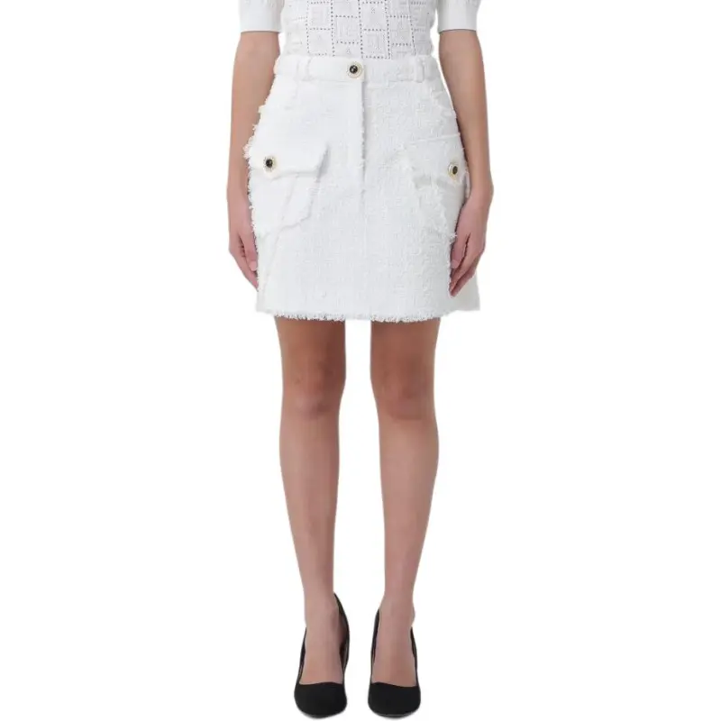BALMAIN A Line Tweed Skirt-3