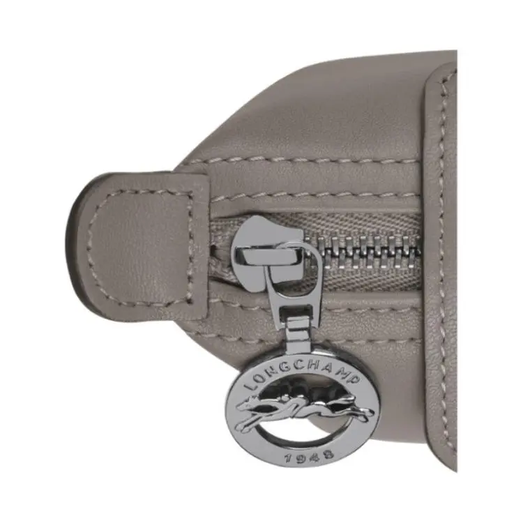 LONGCHAMP Le Pliage Cuir Sheepskin Dumpling Bag Coin Purse Regular Women's Gray-4
