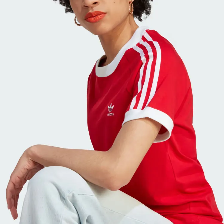 Adidas Originals 3-Stripes T-Shirts Women's Red-4