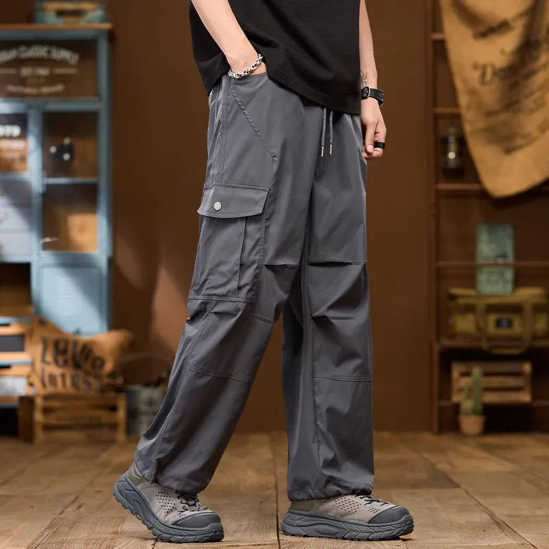 FAIRWHALE Casual Pants Men Stone Gray-2