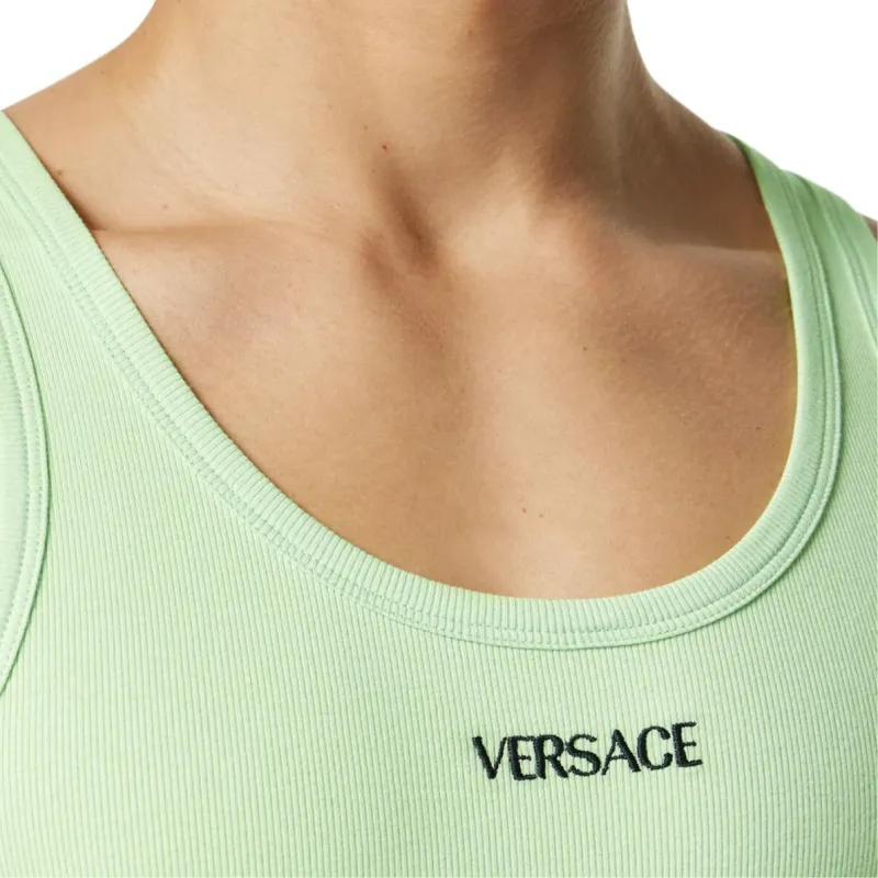 VERSACE Logo Ribbed Tank Top Tank Tops Men's Green-1
