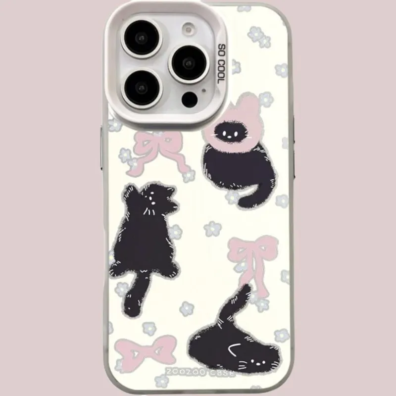 Wei Xin Acrylic Material Bow Tie Black Cat Phone Cases Compatible With IPhone 16/15 Pro Max/Apple 13/14 Pro/Max-1