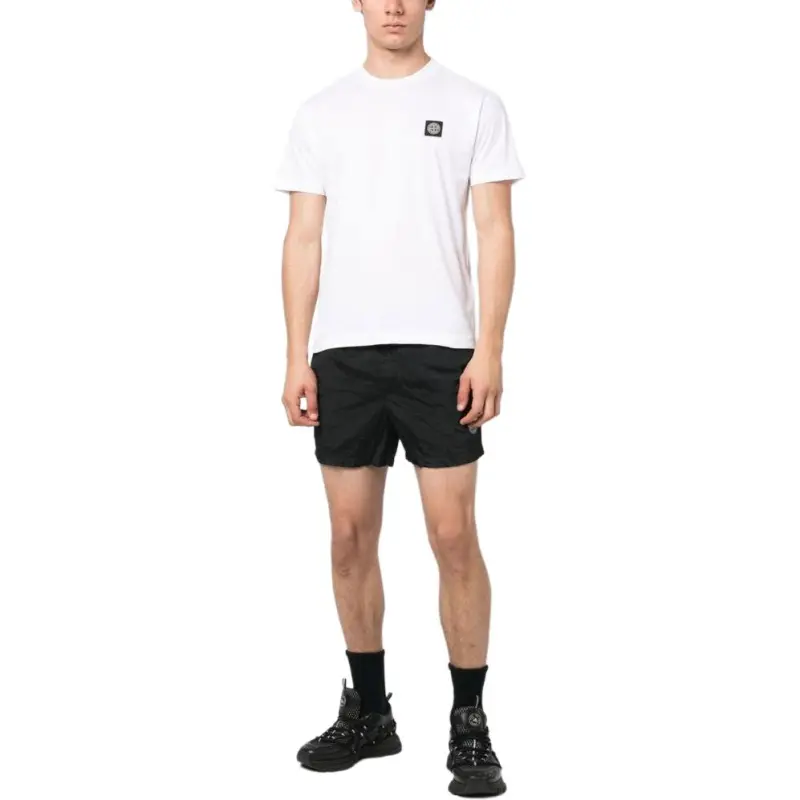 STONE ISLAND Logo Patch Drawstring Swim Shorts-4