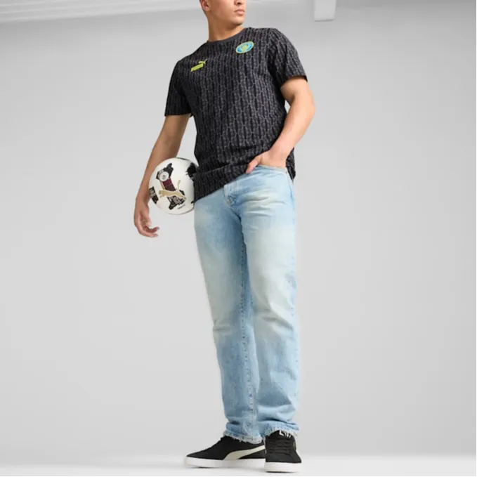 PUMA Manchester City Soccer Club Collection FC FTBL SS24 AOP T Shirt Men's Black Gray-2