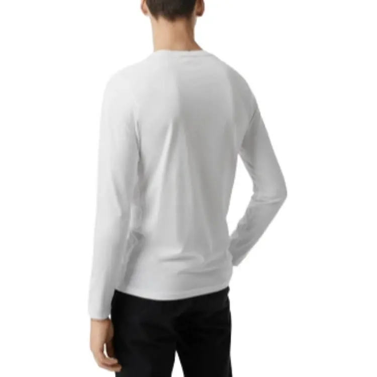 Burberry Embroidered Logo Cotton Long Sleeve T shirt-3