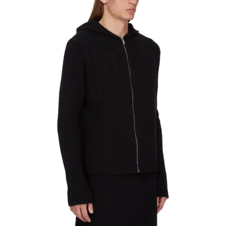 RICK OWENS Zip Up Hooded Knitted Cardigan-3