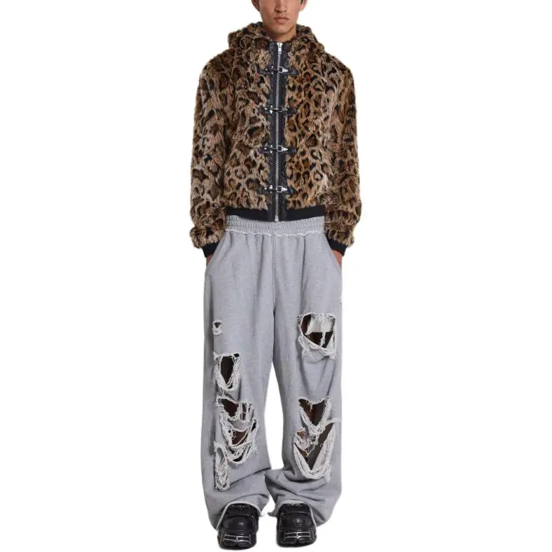Jaded London Drift Series Drift Collection Distressed Grey Marl Loopback Monster Joggers Casual Pants Men's Gray-4