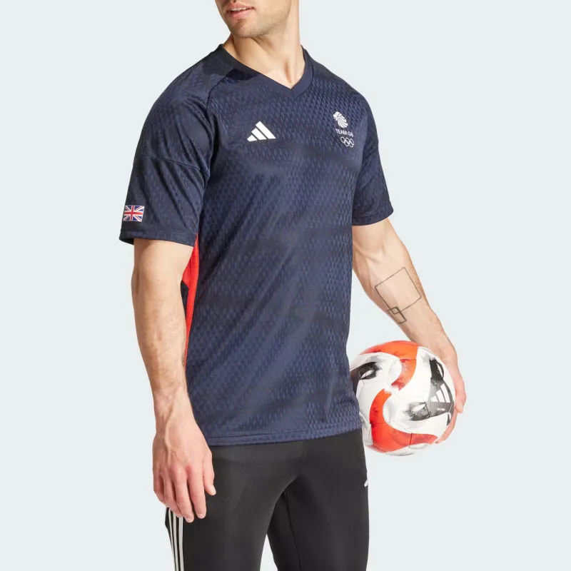 Adidas British Football Team Olympic Series TEAM GB FOOTBALL JERSEY Soccer Jerseys Men's Legend Ink-3