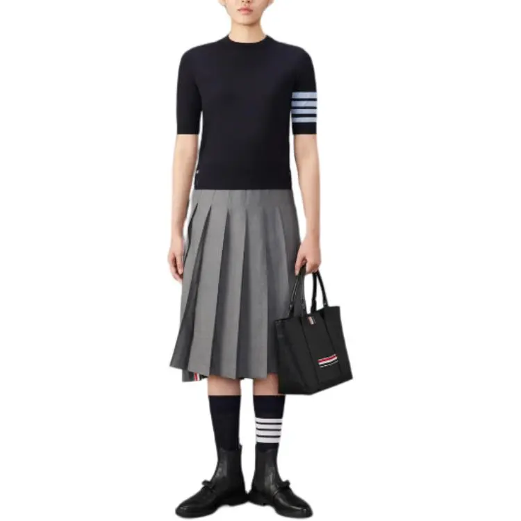 THOM BROWNE Stripes Fine knit T shirt-2