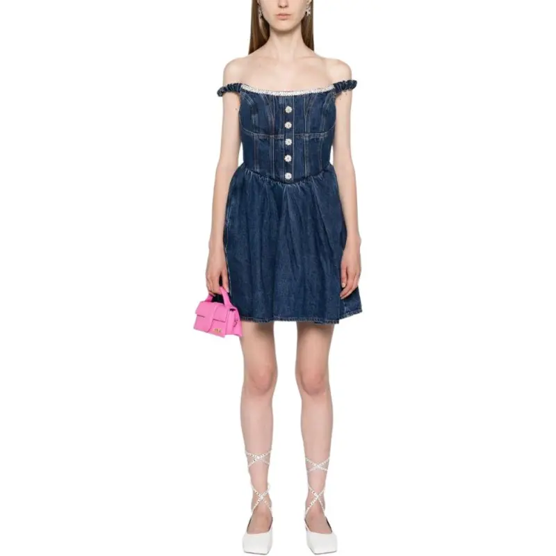 Self portrait Crystal embellished Denim Mini Dress-2