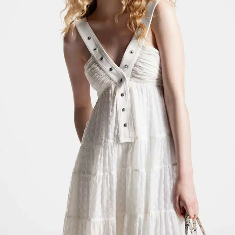 LOUIS VUITTON Monogram Fil Coupé Snap Button Strap Dress-3