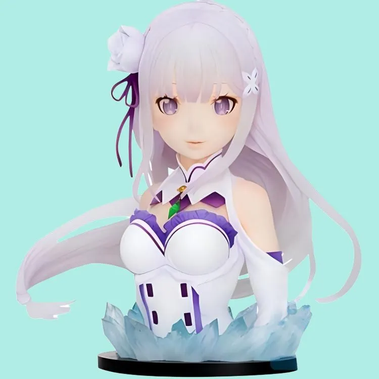 BANPRESTO Emilia Glass Factory Ichiban Kuji Zero Starting Life In Another World Amilia Bust With Base Scale Figures-2