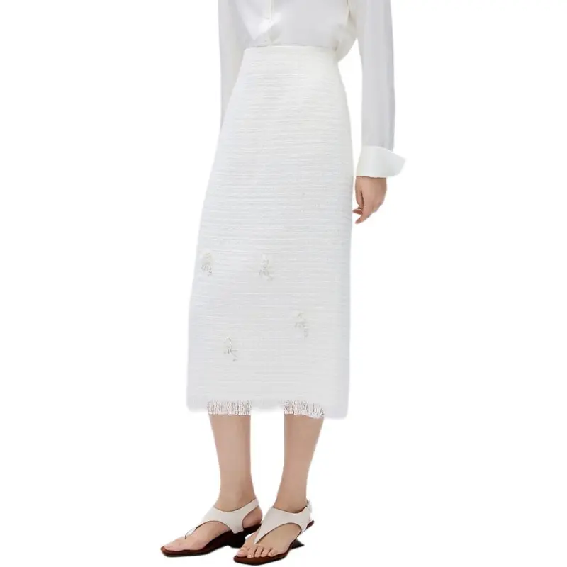 NAWEI Casual Long Skirt Women's White-1