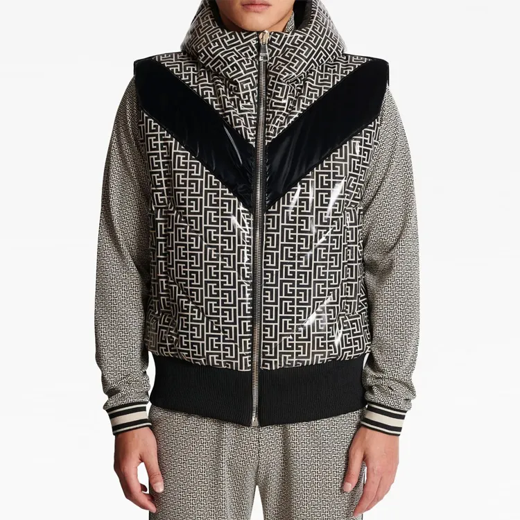 BALMAIN Monogram print Puffer Gilet-3