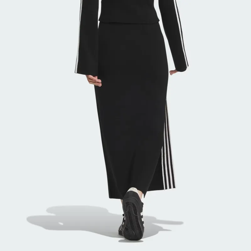Adidas Originals Premium Knit Skirt Knit Long Skirts Women's Black-3
