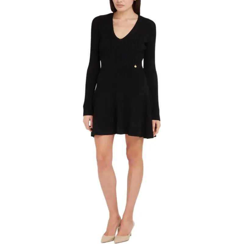 BALMAIN Ribbed V Neck Mini Dress-2