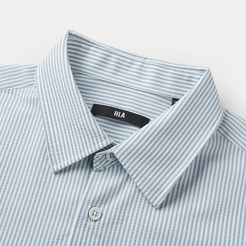 HLA Shirts Men Light Blue Stripes 65-2