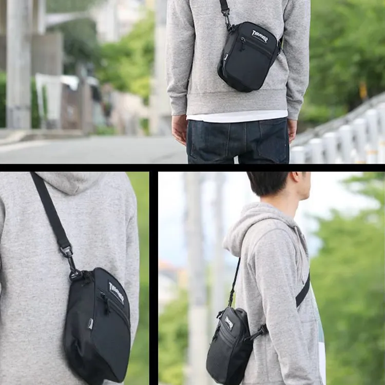 Thrasher Polyester Crossbody Bag Regular Unisex Black White-4