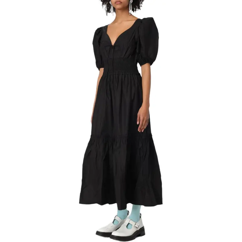 GANNI Poplin Long Smock Dress-3