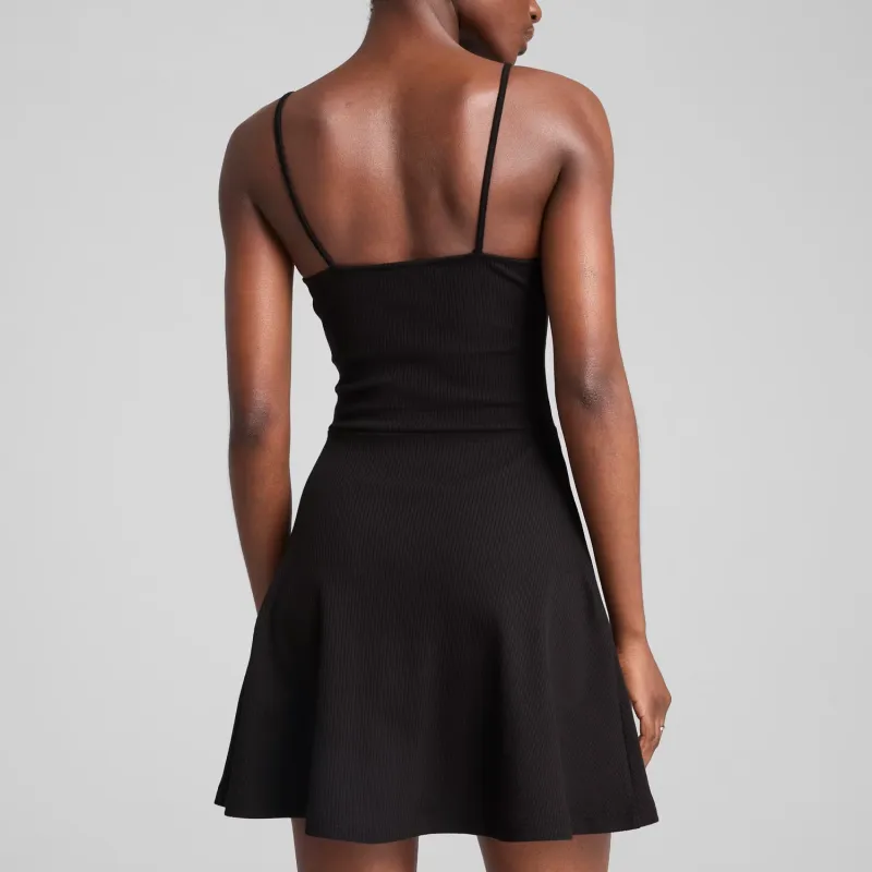 PUMA Vestido Corto Acampanado Y Acanalado Para Mujer Wardrobe Essentials-4