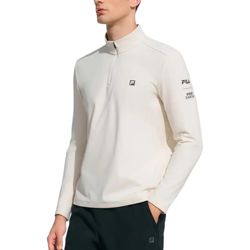 FILA Casual Sportswear Men Clothing Set Gray T Shirt+Pitch Black Pants-2