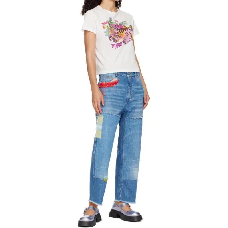 MARNI Denim-patchwork Straight-leg Jeans-4