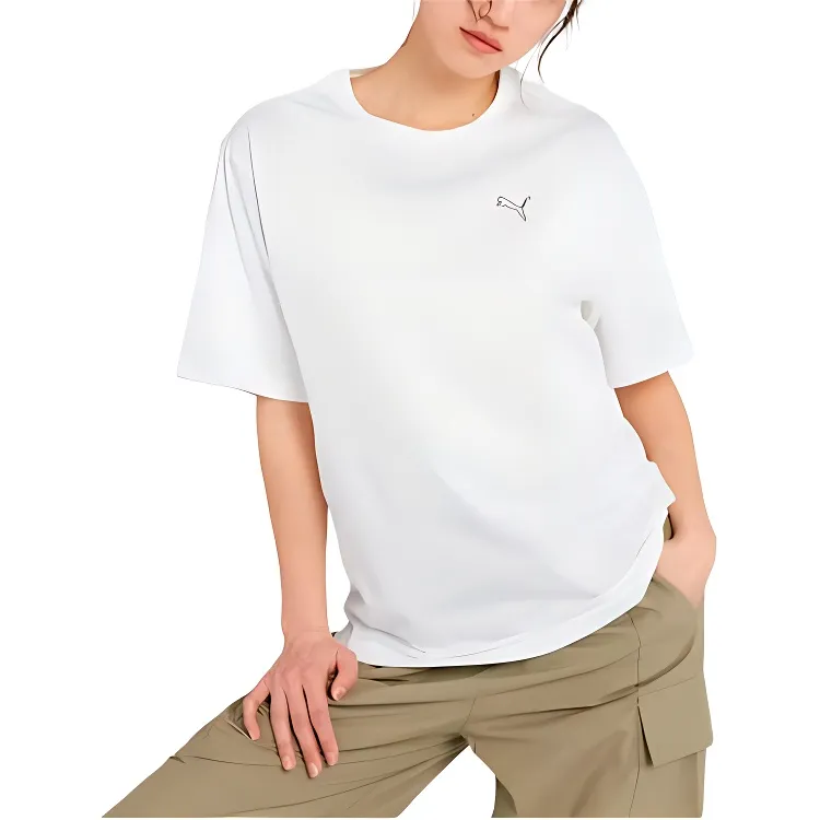 PUMA ESS Drop Shoulder Sleeve T Shirt Women's White-2