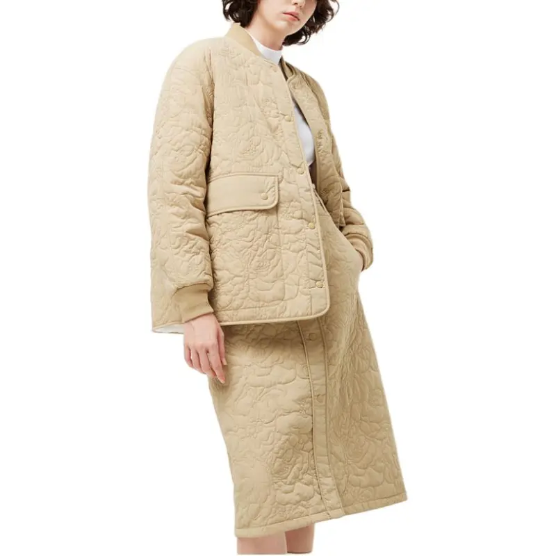 LACOSTE Puffer Jacket Women's Milk Coffee-3
