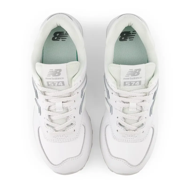 New Balance 574 Triple White Leather Women's-3