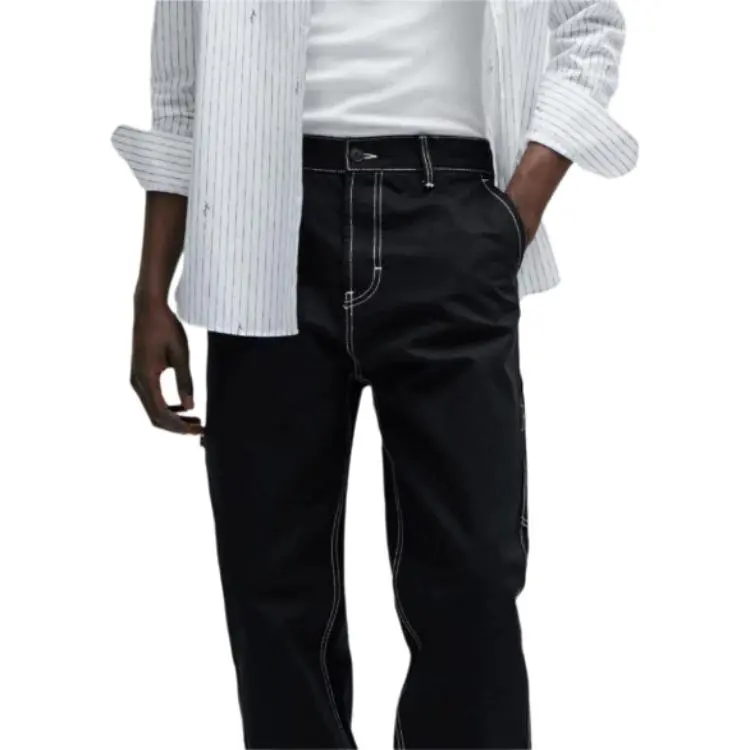 HUGO BOSS Regular Fit Trousers In Heavyweight Cotton Jeans Men's Black-4