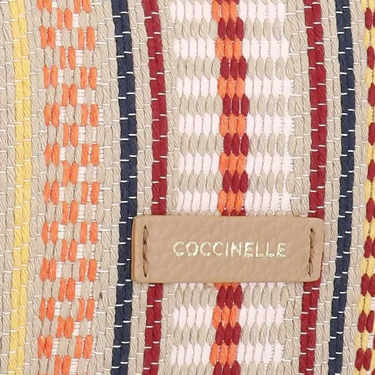 COCCINELLE Cotton Tote Bag, Shopping Bag, Shoulder Bag, Handbag Women's Beige & Blue-3