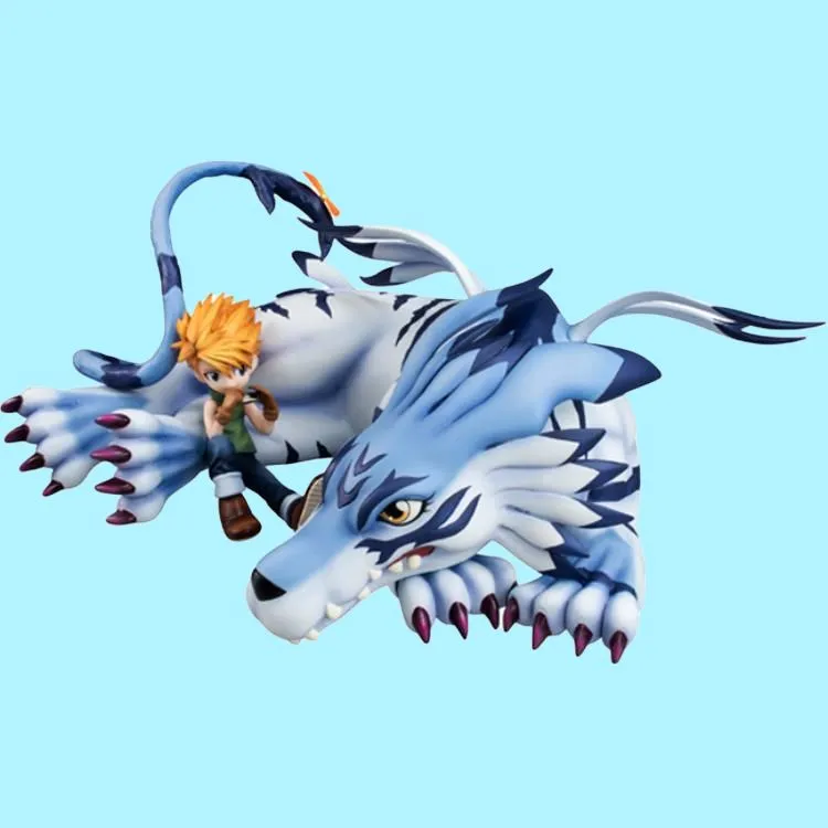 MegaHouse Metal Garurumon, Digimon Anime Characters Gem Digimon Scale Figures-2
