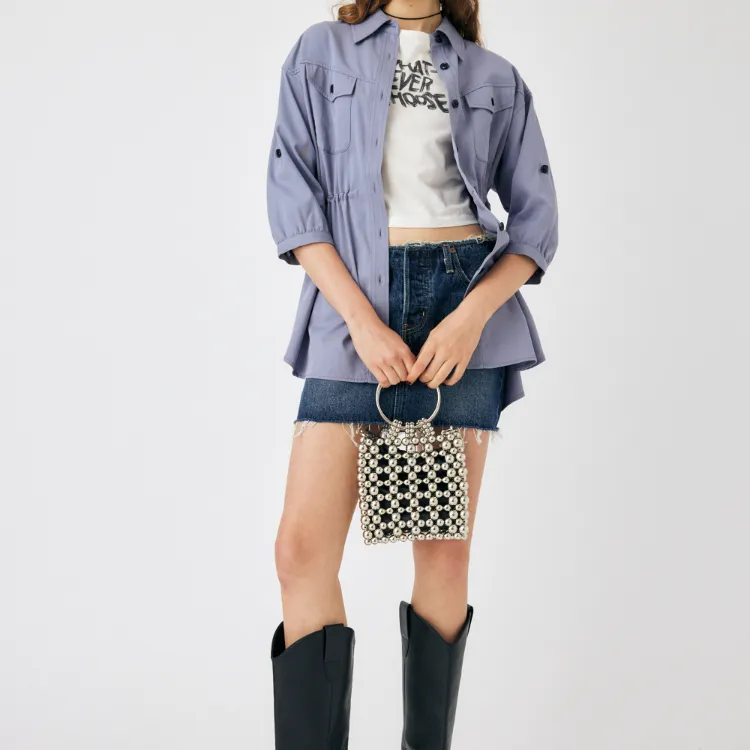 MOUSSY Denim Short Skirts Women's Dark Blue-3