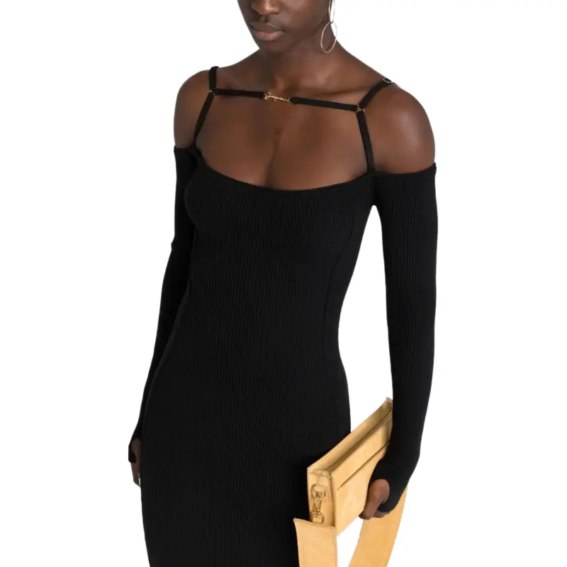 Jacquemus La Robe Sierra Long-Sleeve Ribbed Dress-5