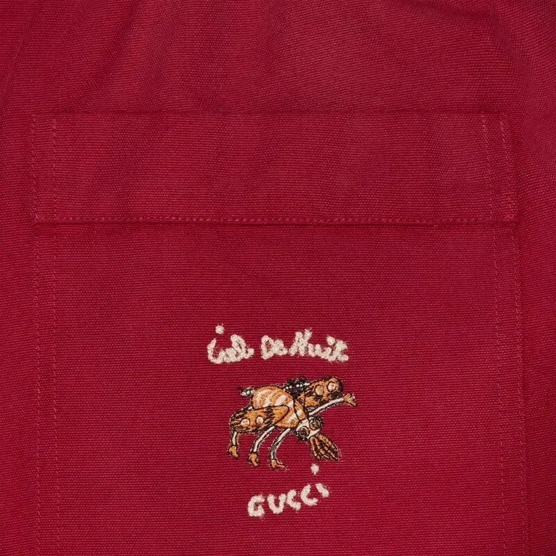 GUCCI Ciel De Nuit Animal Taped Cotton Shorts-5