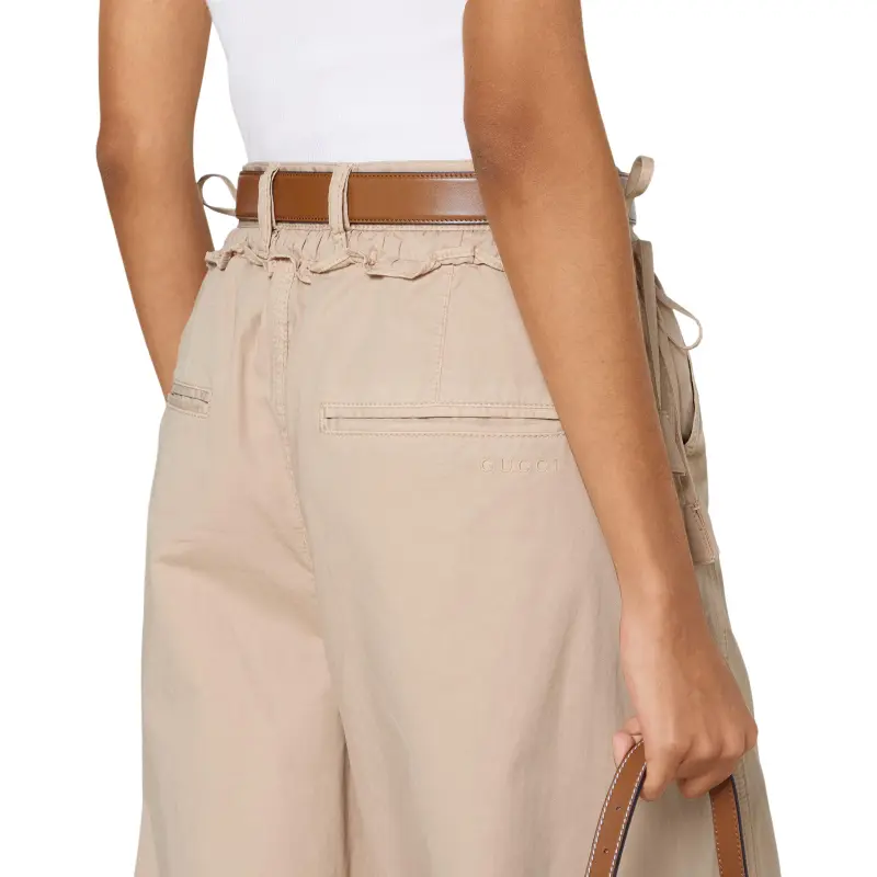 GUCCI SS25 Spring Summer Collection Casual Pants Women's Khaki-4
