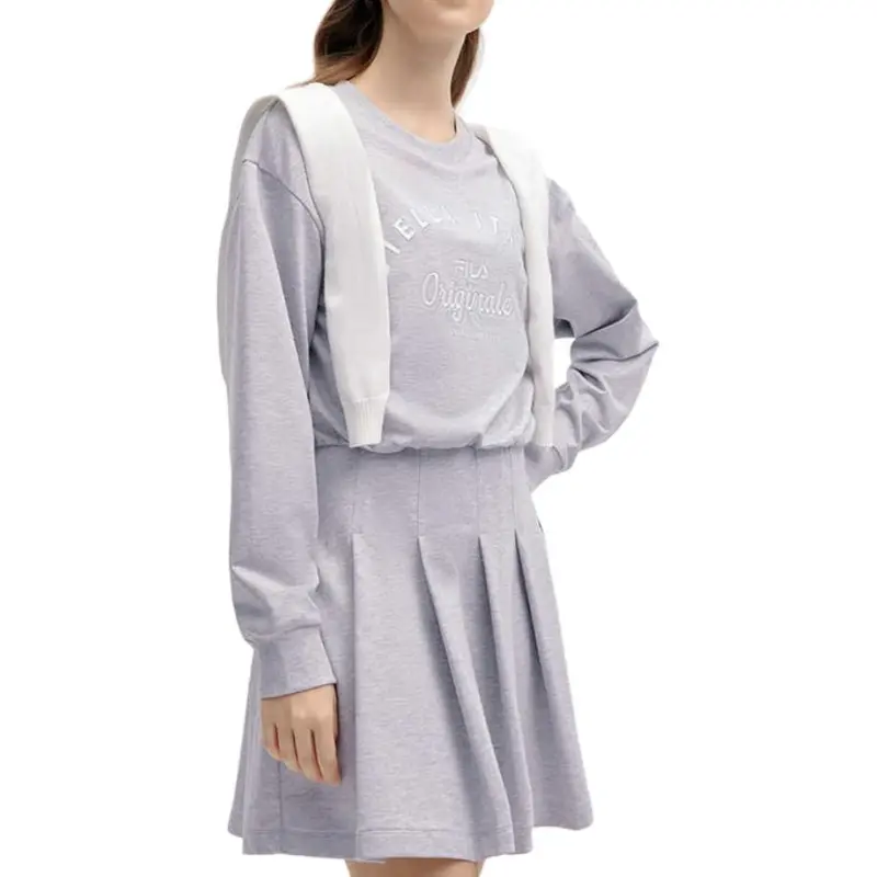 FILA Long Sleeved Dresses Women's Sunny Cloud Heather Gray-4