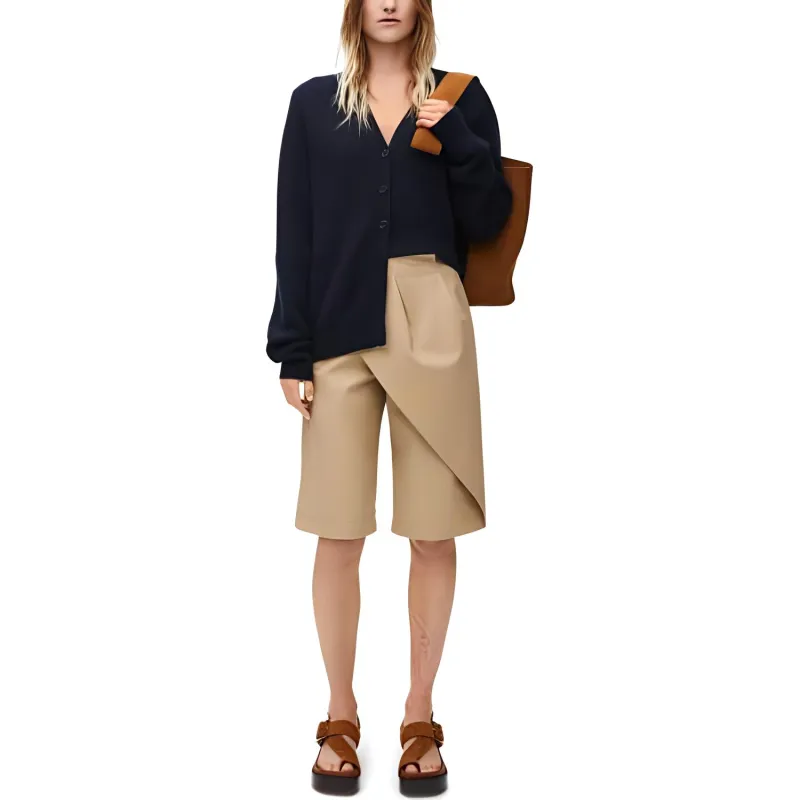 LOEWE Asymmetric Cardigan 'Dark Navy'-2