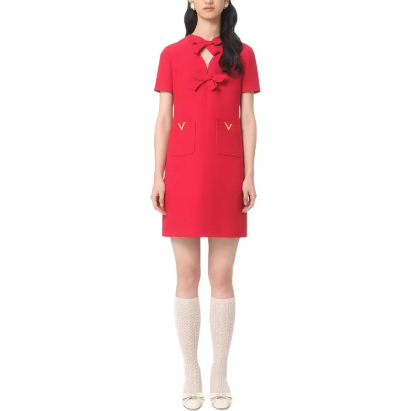 Valentino Bow Detailed A Line Mini Dress-1