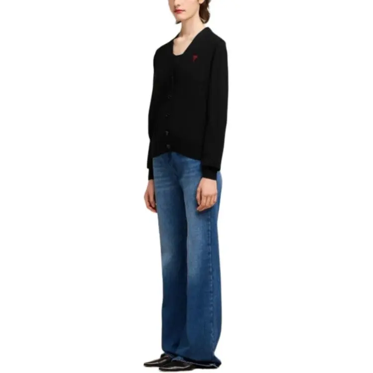 Ami Paris Ami De Coeur Logo Embroidered Buttoned Cardigan-5