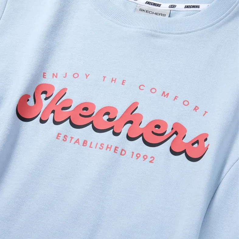 Skechers Comfortable Sports Collection Multicolor Casual Collection Short Sleeved Dress Women's Cashmere Blue-3