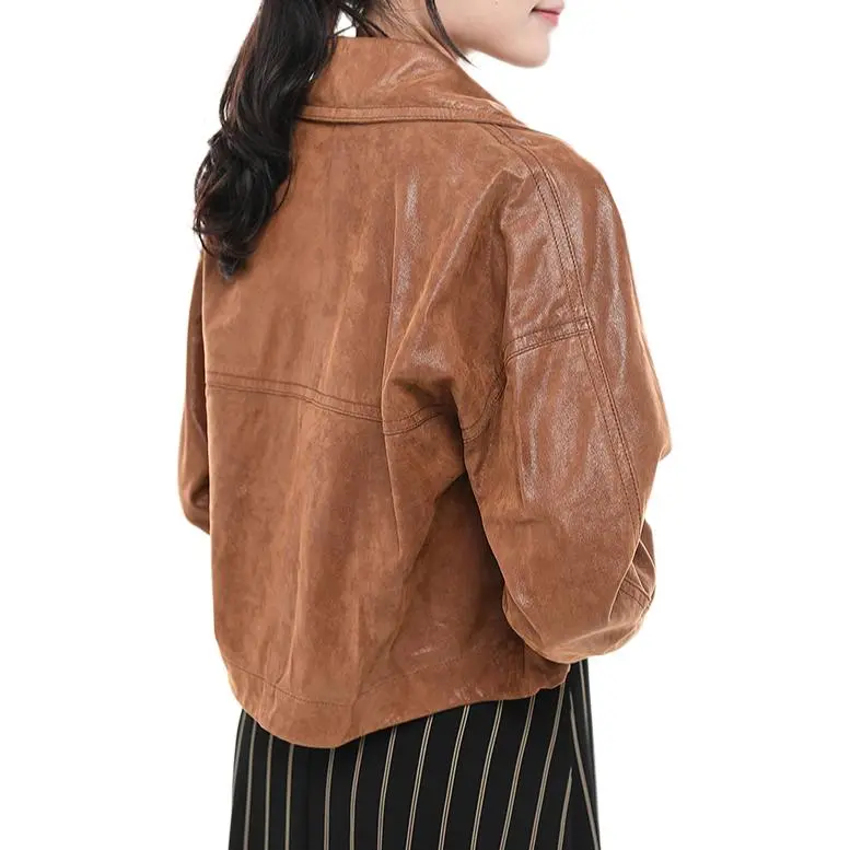 GIORGIO ARMANI Leather Jacket Women's Brown-2