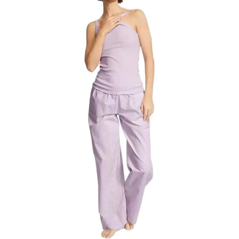 Victoria's Secret Cotton Tank Tee-Jama Set Pajama Set Women's Light Purple Polka Dot-1