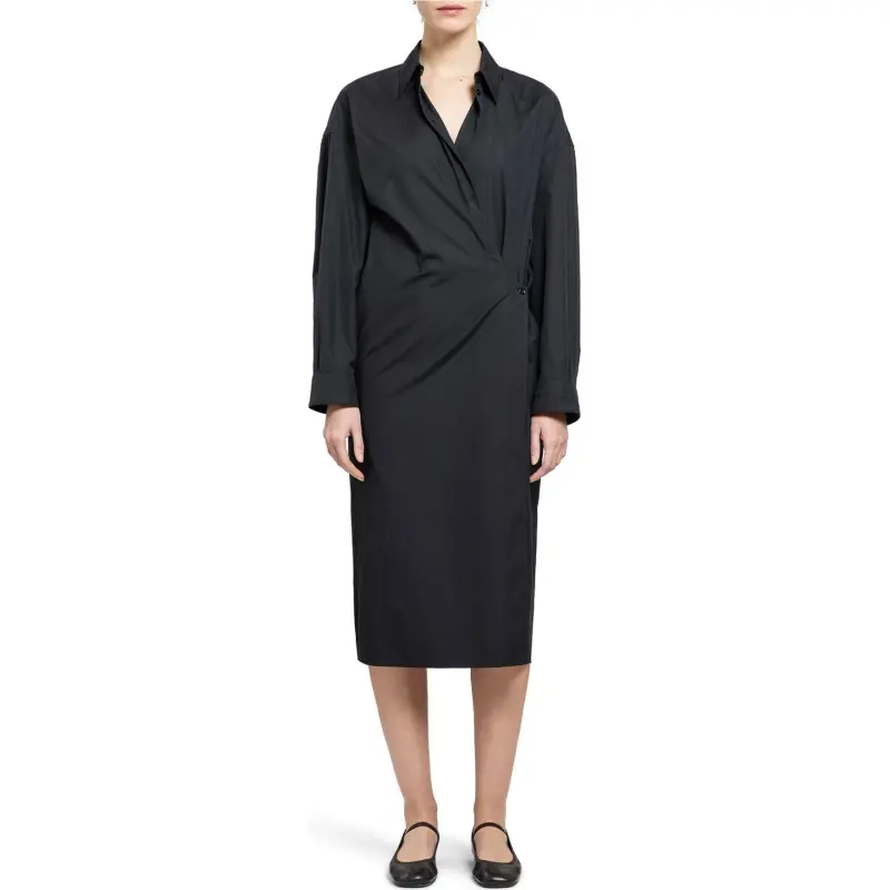 Lemaire Straight Collar Twisted Dress 'Caviar'-2