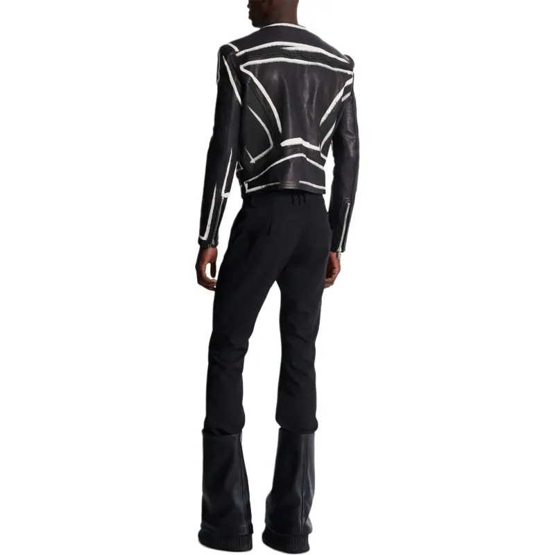 BALMAIN FW24 Leather Jacket Men's Black White-5