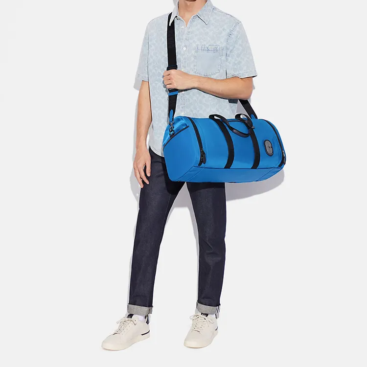 COACH Patchwork Cow Leather Shoulder Bag Crossbody Bag Handbags Large Size Men's Blue-4