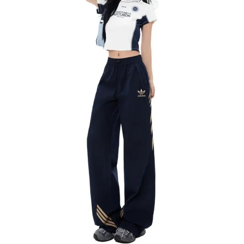 Adidas Originals Casual Pants Women's Navy Blue/Light Gold-3