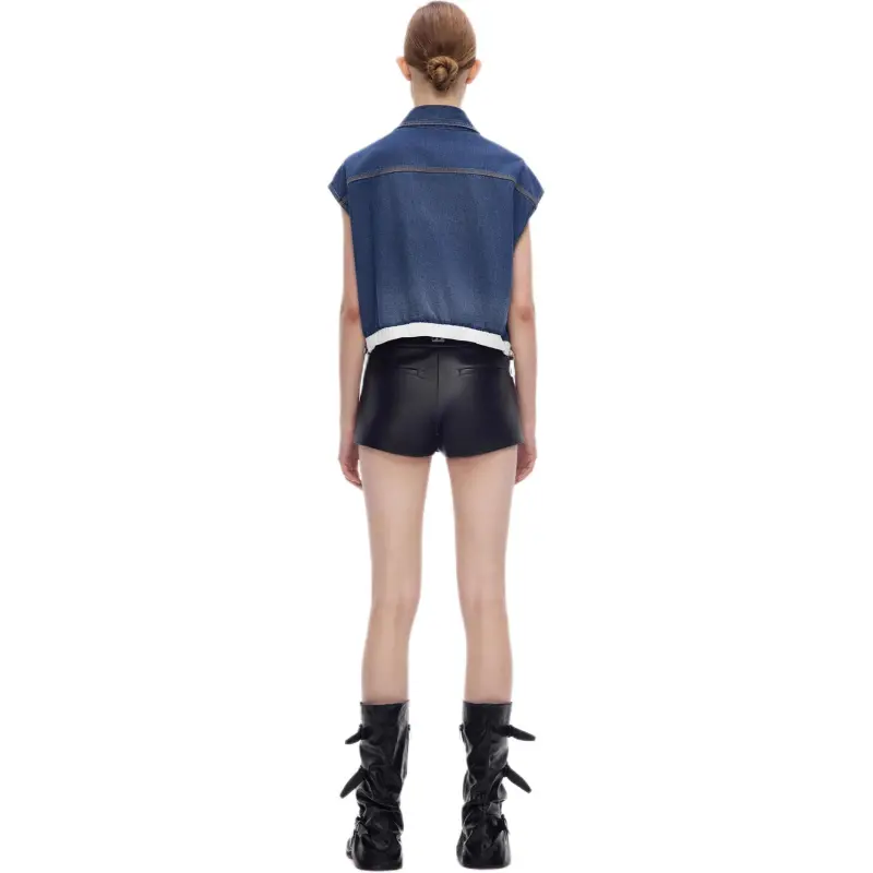 CALLED BACK Leather Short Skirts Women's Black-4