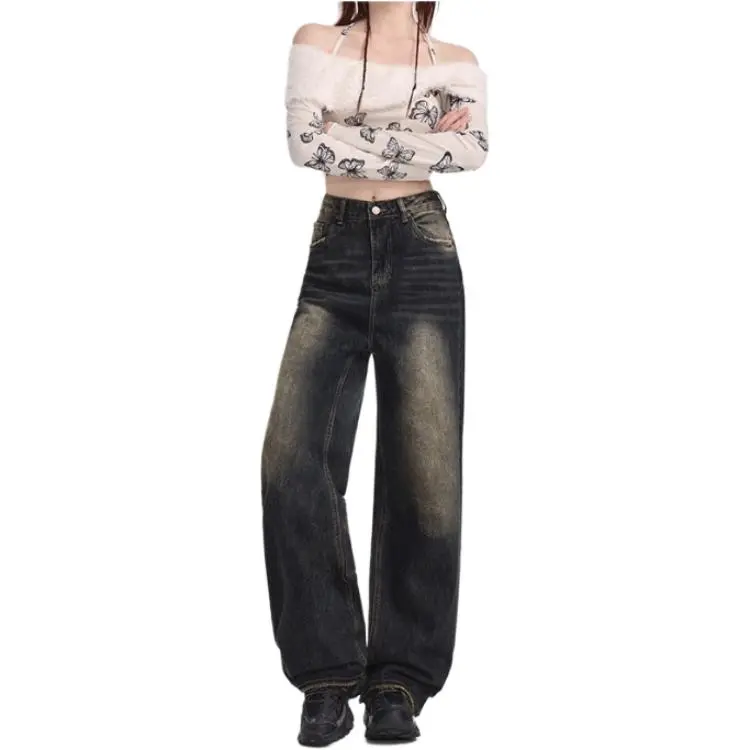 YINLEI Jeans Women's Gray Blue-7
