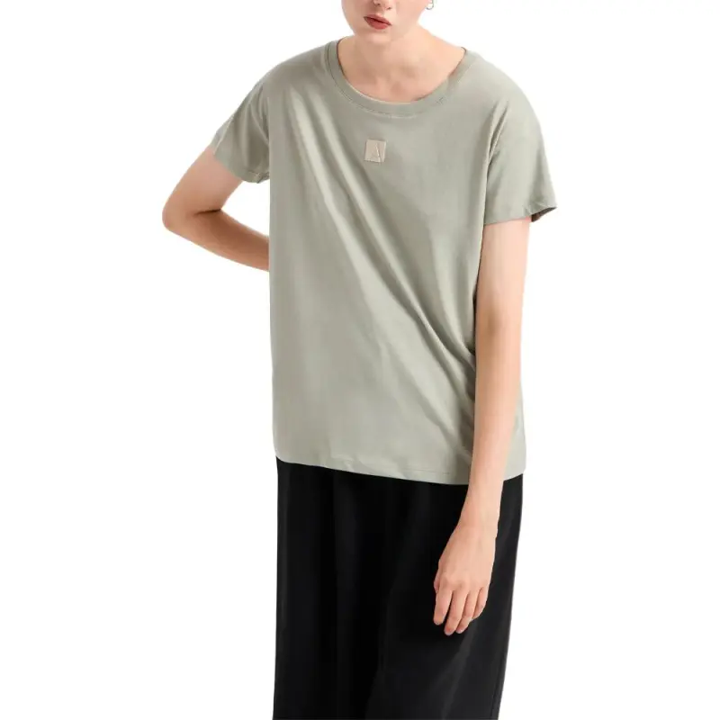ARMANI EXCHANGEAE Letter Print Crew Neck Loose Fit Short Sleeved T Shirt T Shirt Women's Green-1